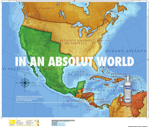 The Mexican version of "in an absolut world" map of North America, 