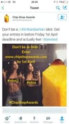 Chip Shop awards, the offensive awards, deleted tweet deemed too offensive. Wait, what?