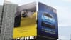 Nissan Billboard spews exhaust outside New York Auto Show Javits Center