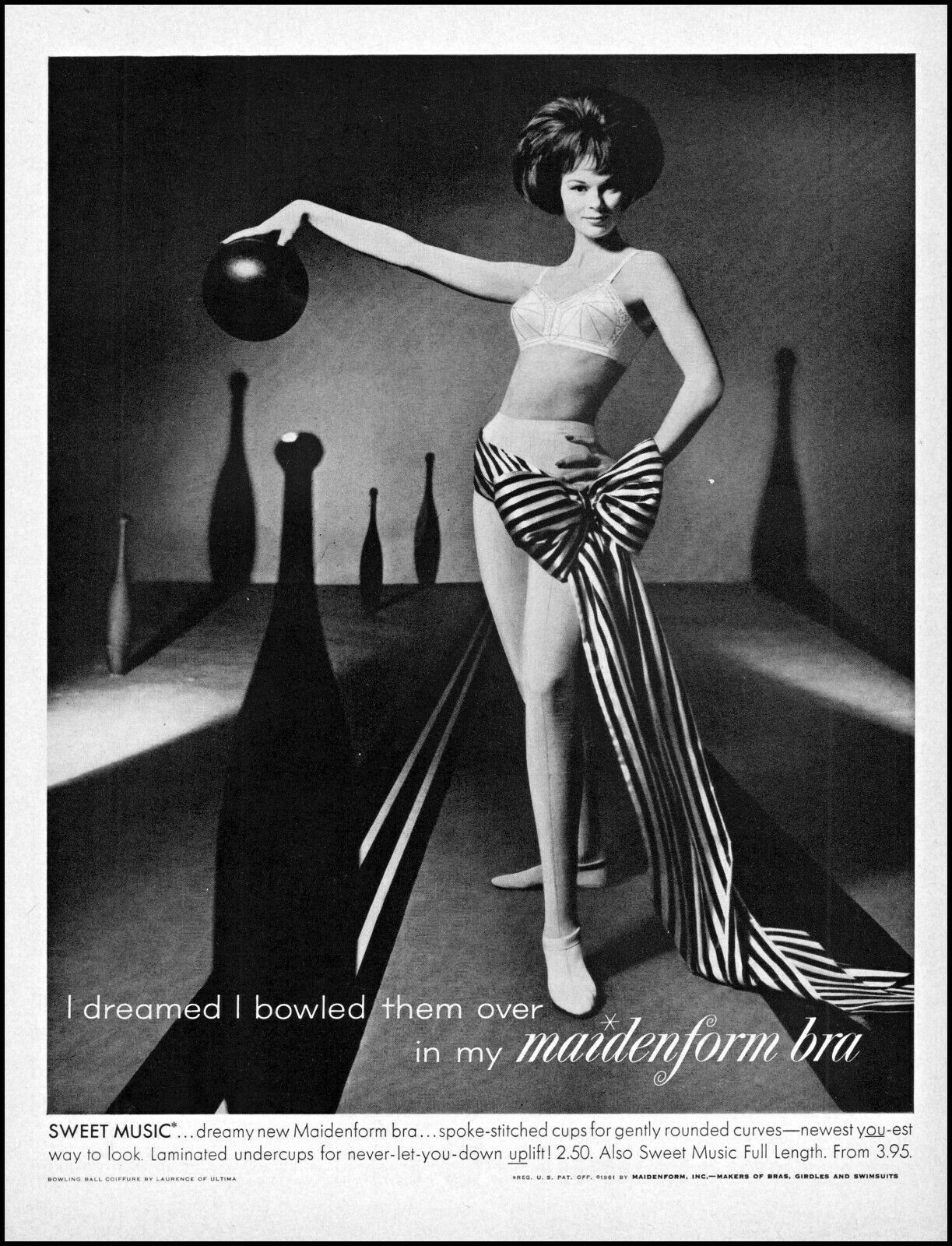 Maidenform I dreamed I bowled them over in my Maidenform bra 1961 Adland®