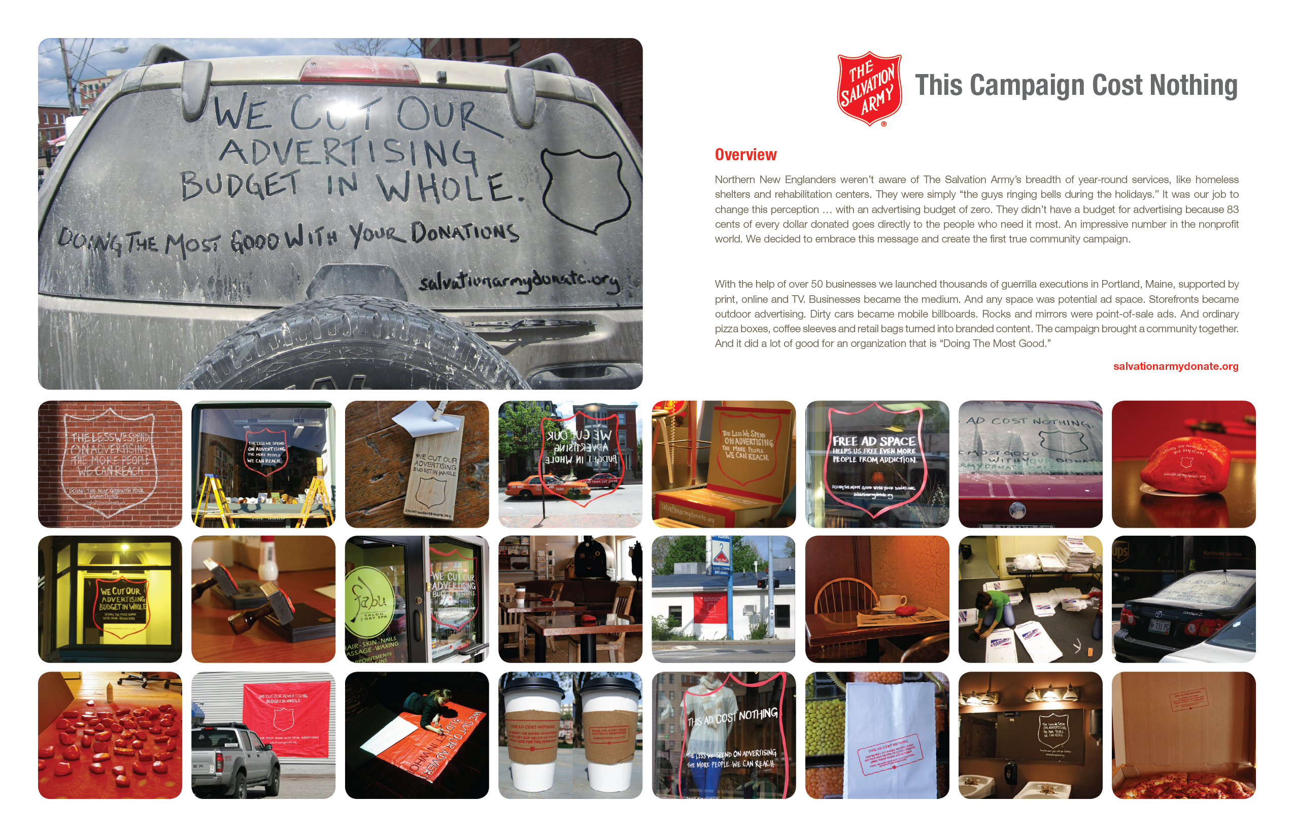 This Campaign Cost Nothing created by The VIA Group for The Salvation Army