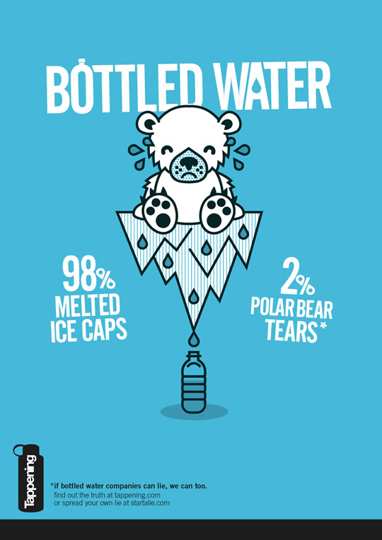  Bottled Water: 98% Melted Ice Caps. 2% Polar Bear Tears