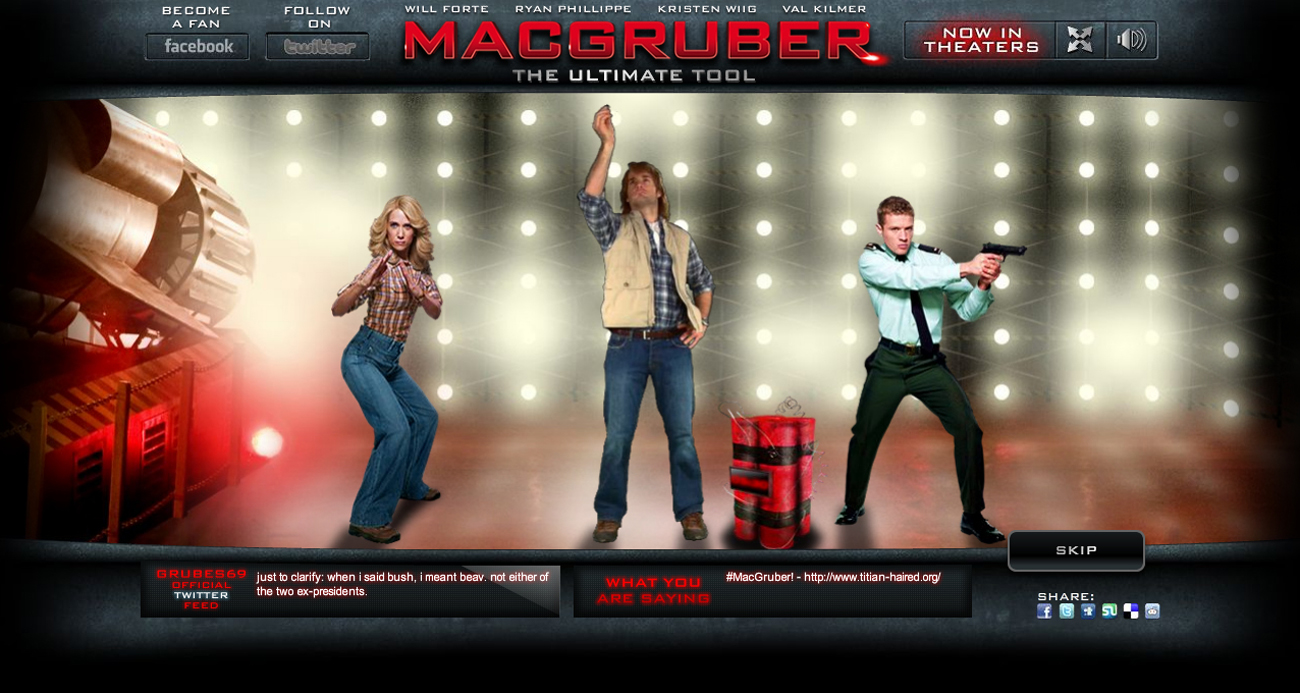 Website for MacGruber, the Ultimate Tool.