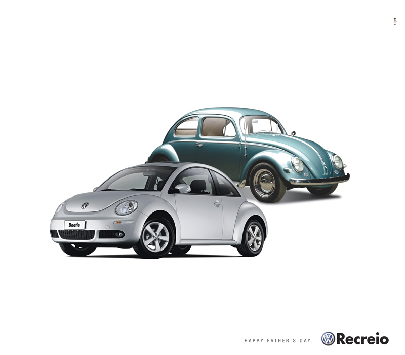 Happy Father's Day from Recreio, Volkswagen dealer, shows shows the old beetle a