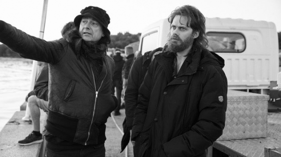 Åkerlund on the Netflix set “Clark,” with Bill Skarsgård